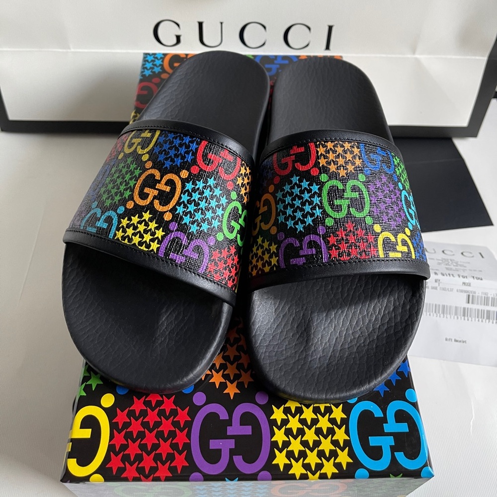 Gucci Gg Supreme Monogram Psychedelic Slides